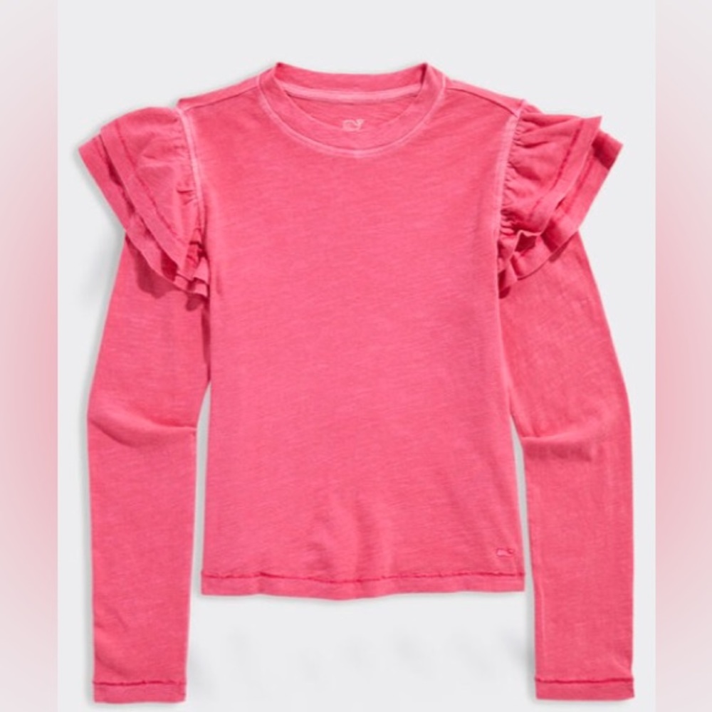 Vineyard Vines Girls' Flutter Long-Sleeve Tee Pink Size 3T